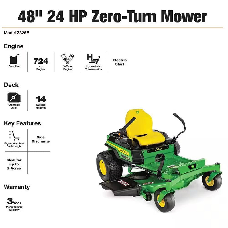 Transform Your Lawn with the Z325E 48" 24 HP Gas Dual Hydrostatic Zero-Turn Riding Mower BG21297!