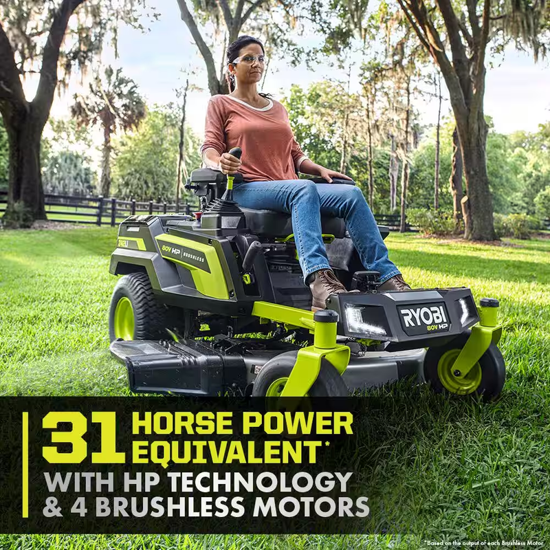 Powerful 80V Brushless 42-Inch Cordless Zero Turn Riding Mower with Dual 80V Batteries, Two 40V Batteries, and Charger!